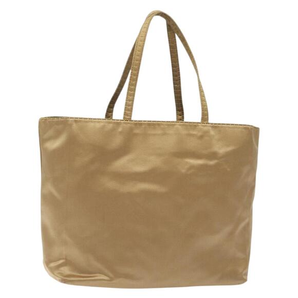 PRADA Hand Bag Satin Beige Gold